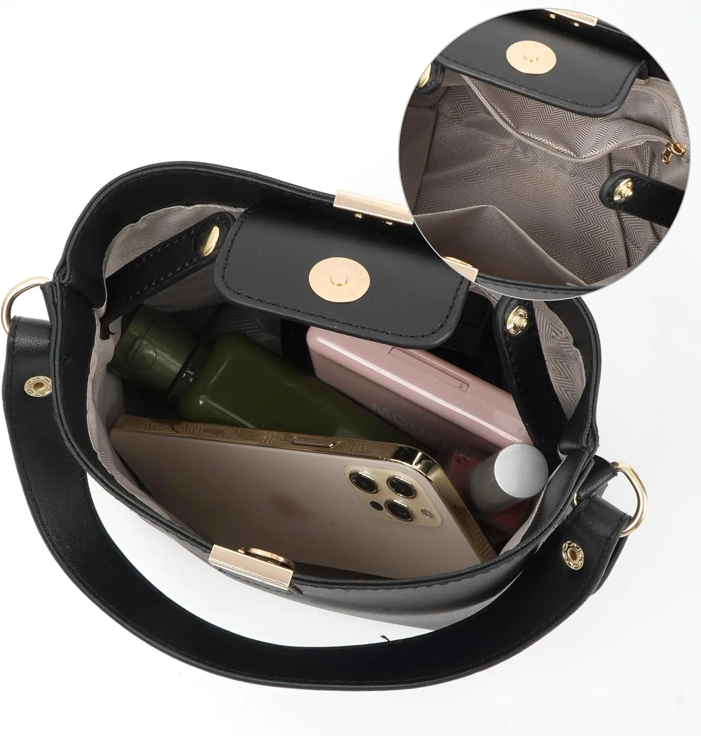 LABANCA Women Retro Alligator Bucket Bags Crocodile Pattern Designer Shoulder Bag Ladies PU Purse Crossbody Wallet Bag