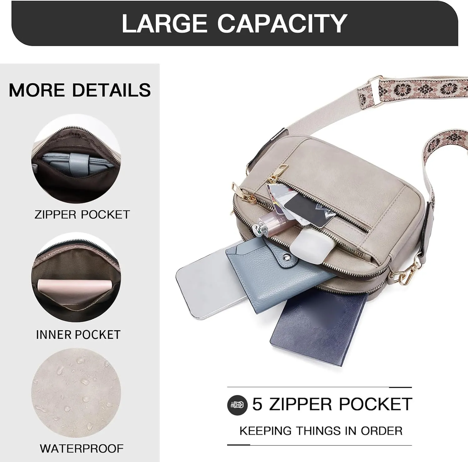 Langrents Crossbody Bag, Cross Body Bag for Woman, Langrents Purses, Lang Rents Multi Pocket Shoulder Bag