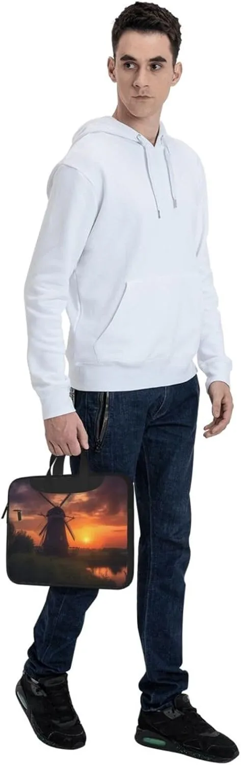 Laptop Tote Bag Men Women Sunset Windmill Shoulder Laptop Sleeve Briefcase Messenger Computer Bag