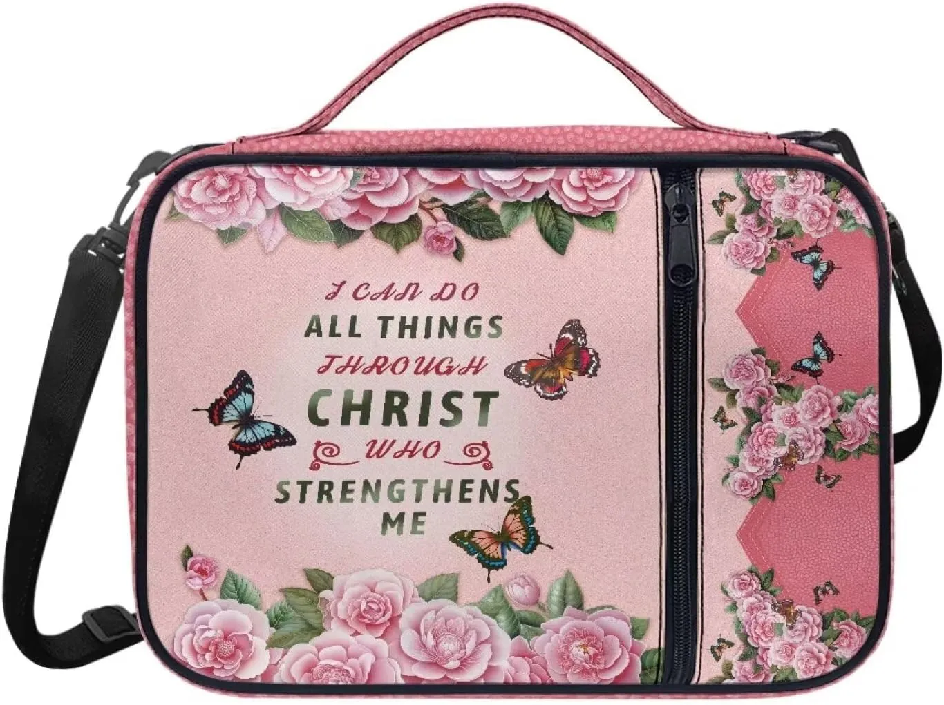 Large Bible Bag Bible Case for Women Bible Cover Case Bible Covers with Shoulder Strap Church Bag Christian Print