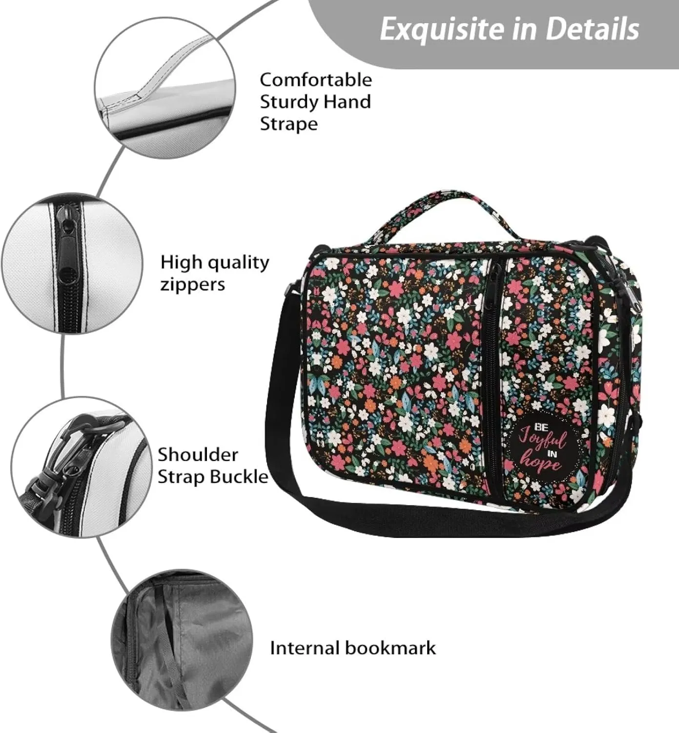 Large Bible Bag Bible Case for Women Bible Cover Case Bible Covers with Shoulder Strap Church Bag Christian Print