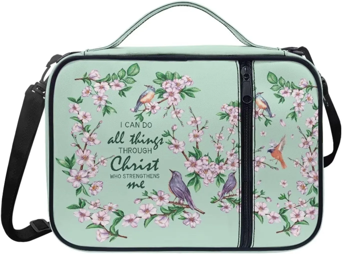 Large Bible Bag Bible Case for Women Bible Cover Case Bible Covers with Shoulder Strap Church Bag Christian Print