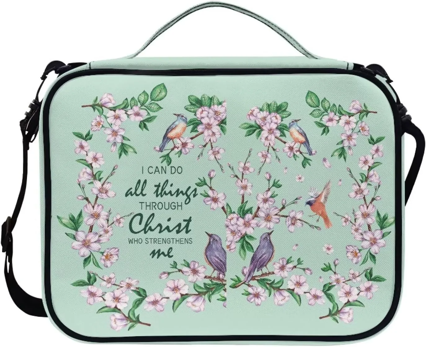 Large Bible Bag Bible Case for Women Bible Cover Case Bible Covers with Shoulder Strap Church Bag Christian Print