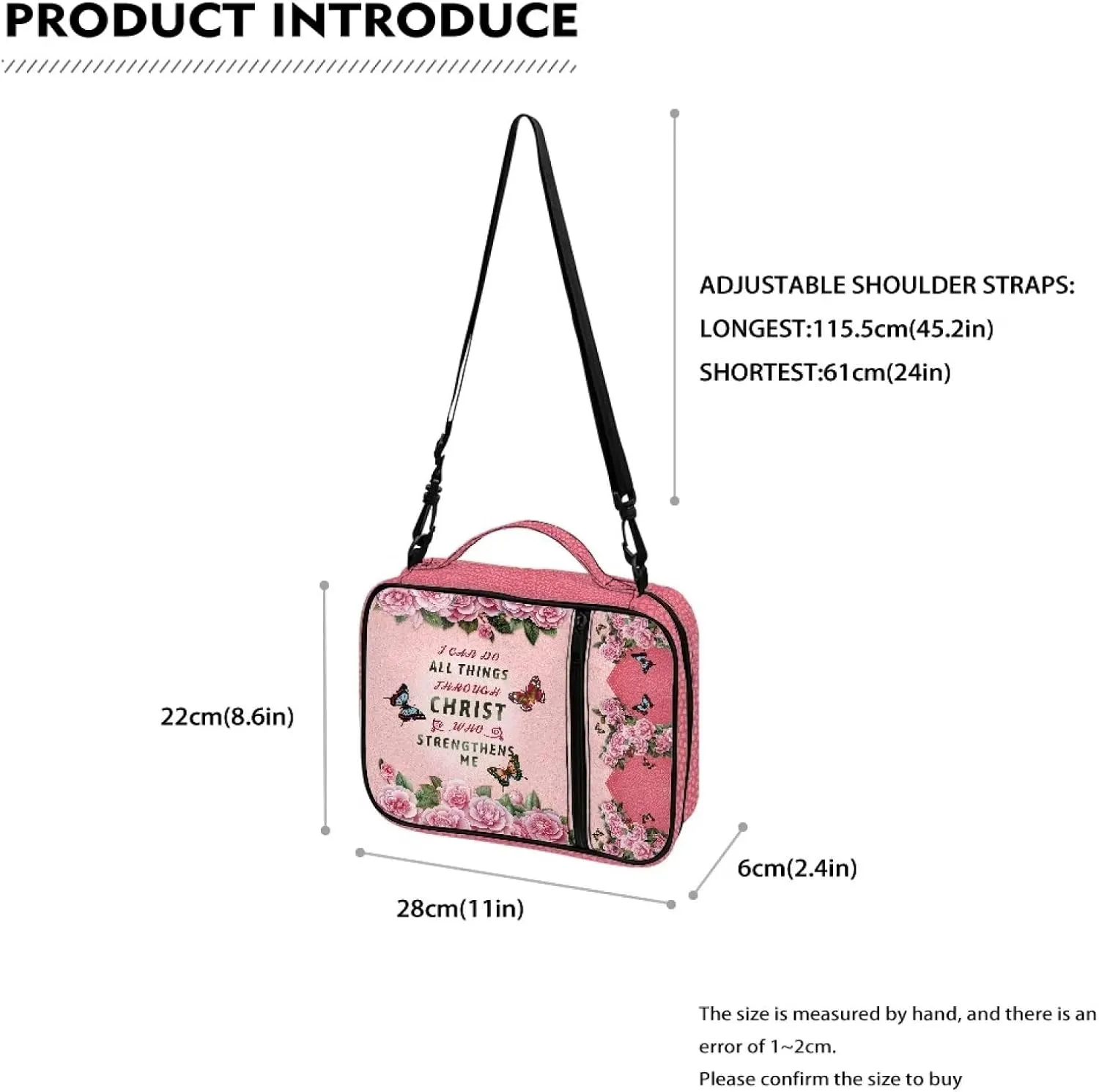 Large Bible Bag Bible Case for Women Bible Cover Case Bible Covers with Shoulder Strap Church Bag Christian Print