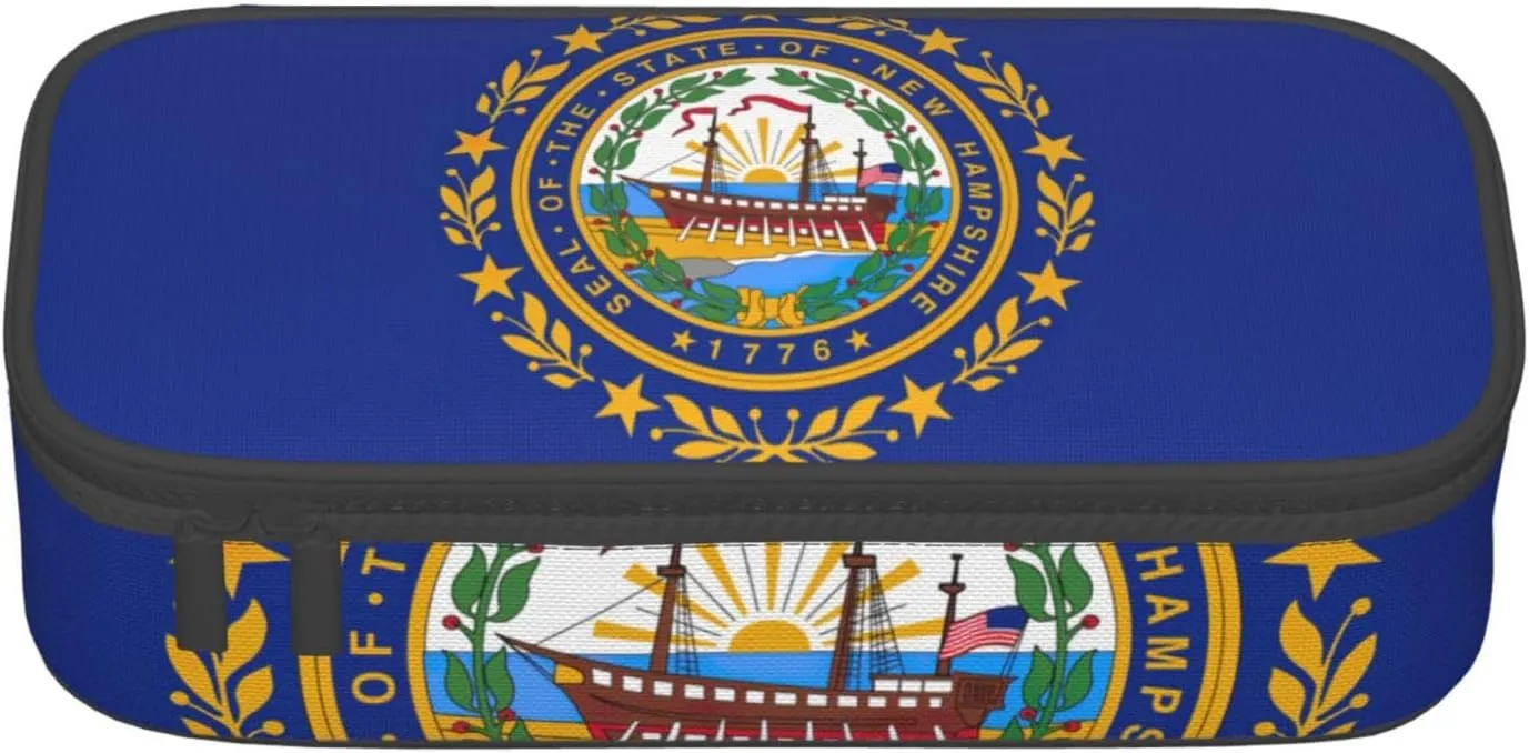 Large capacity compartment New Hampshire state flag Print pencil case Storage bag for office supplies