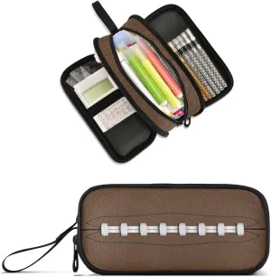 Large Capacity Pencil Case Pencil Pouch Office School Large Storage Pen Bag 3 Compartment pencil box for Adults School Teen Girl Boy Men Women (American Football)