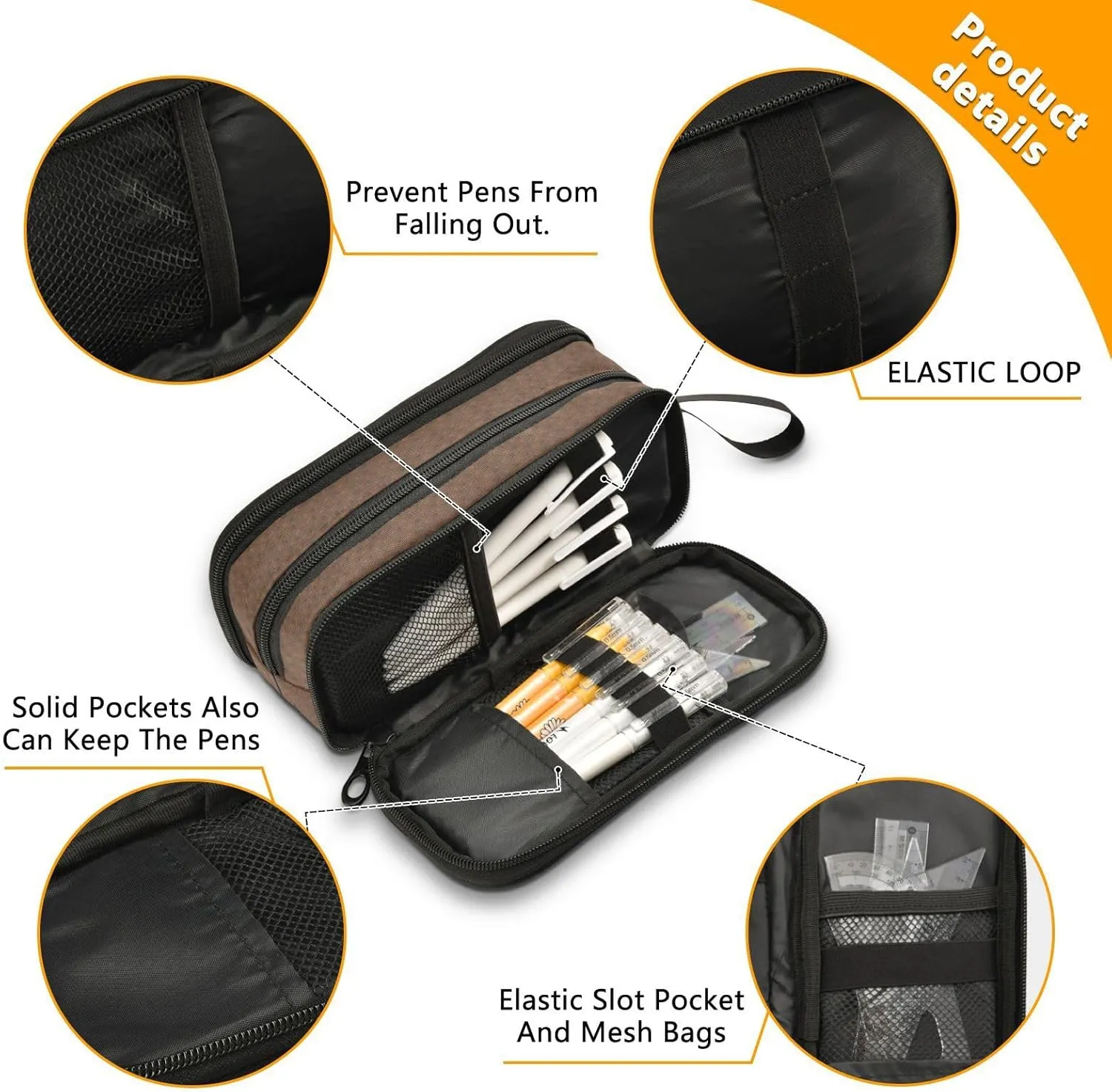 Large Capacity Pencil Case Pencil Pouch Office School Large Storage Pen Bag 3 Compartment pencil box for Adults School Teen Girl Boy Men Women (American Football)