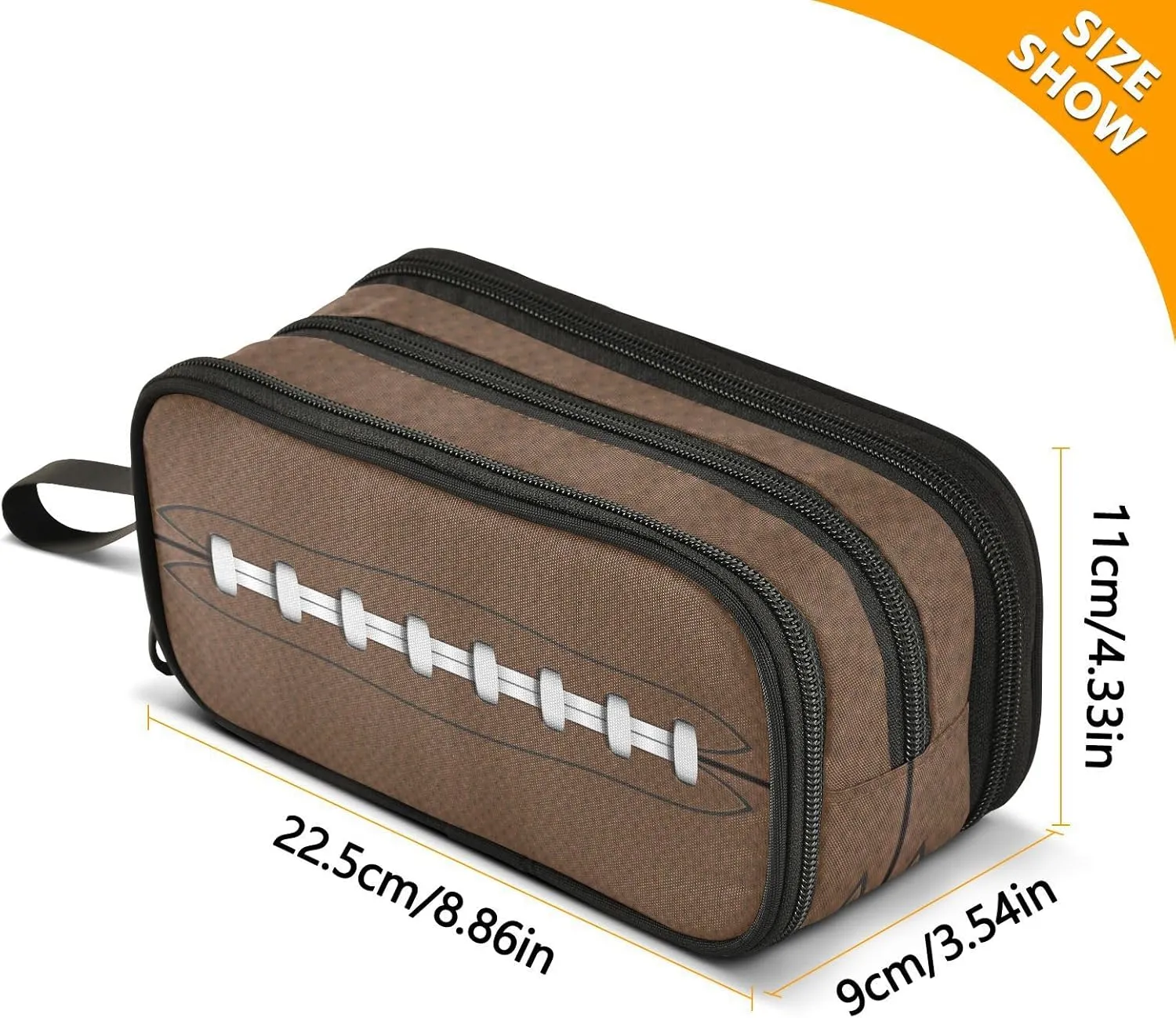 Large Capacity Pencil Case Pencil Pouch Office School Large Storage Pen Bag 3 Compartment pencil box for Adults School Teen Girl Boy Men Women (American Football)