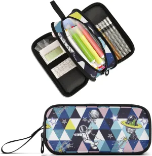 Large Capacity Pencil Case Pencil Pouch Office School Large Storage Pen Bag 3 Compartment pencil box for Adults School Teen Girl Boy Men Women (Astronaut)