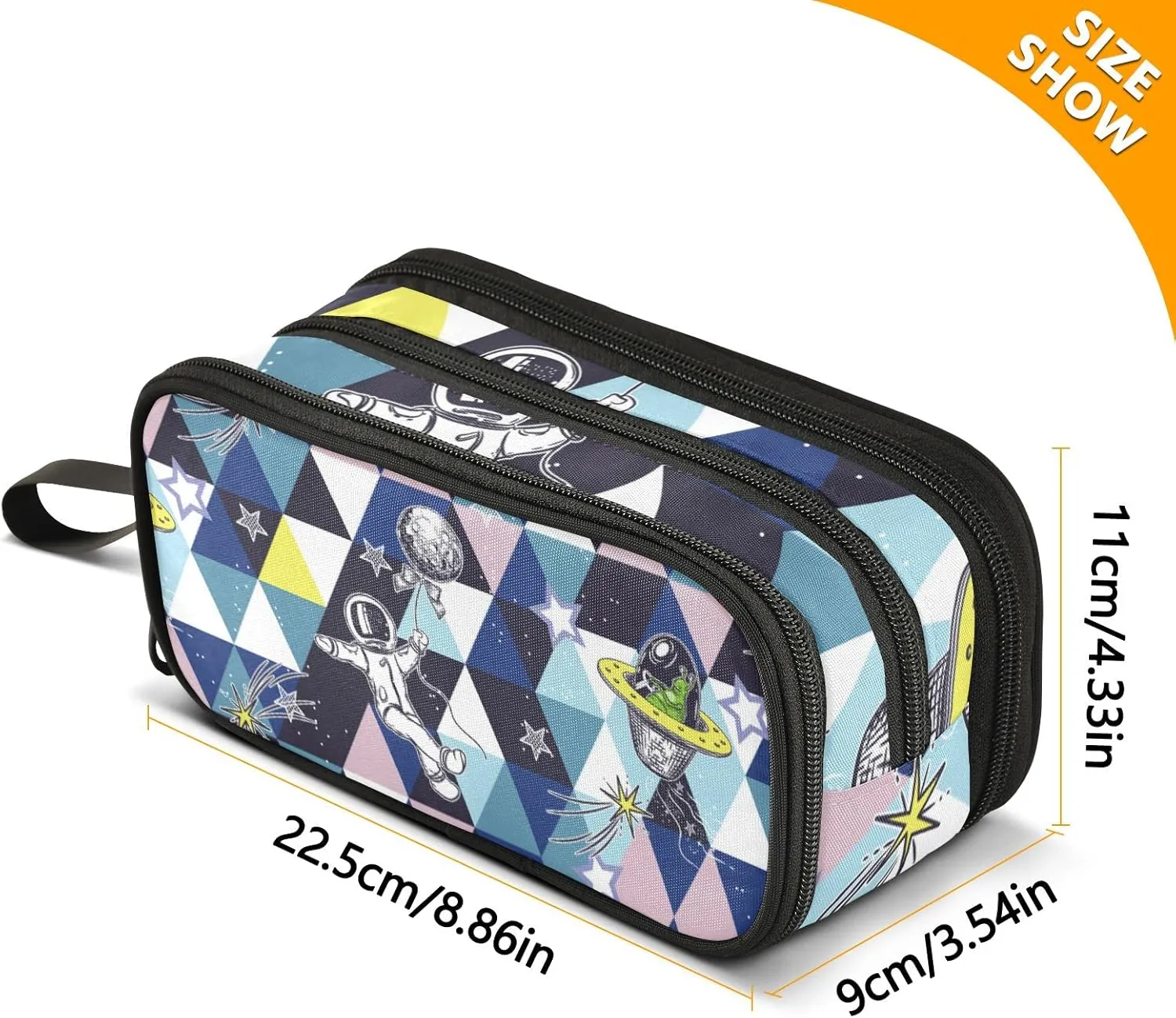 Large Capacity Pencil Case Pencil Pouch Office School Large Storage Pen Bag 3 Compartment pencil box for Adults School Teen Girl Boy Men Women (Astronaut)