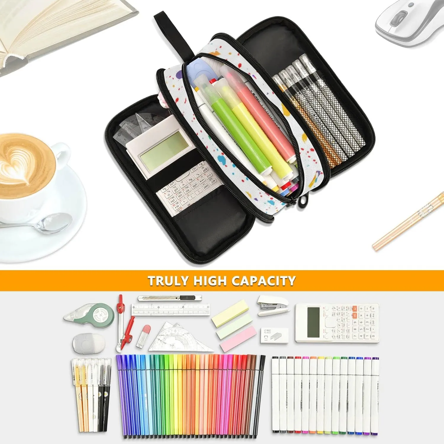 Large Capacity Pencil Case Pencil Pouch Office School Large Storage Pen Bag 3 Compartment pencil box for Adults School Teen Girl Boy Men Women (Baseball 1)