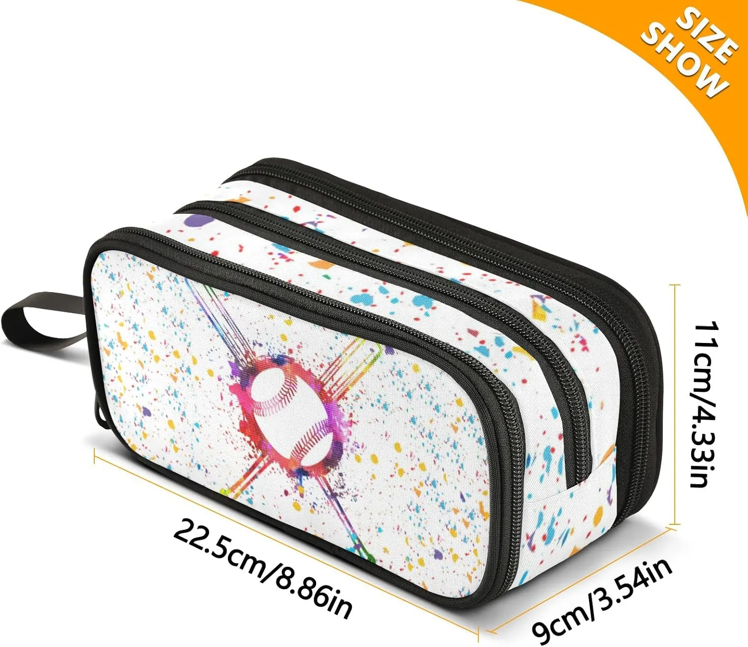 Large Capacity Pencil Case Pencil Pouch Office School Large Storage Pen Bag 3 Compartment pencil box for Adults School Teen Girl Boy Men Women (Baseball 1)
