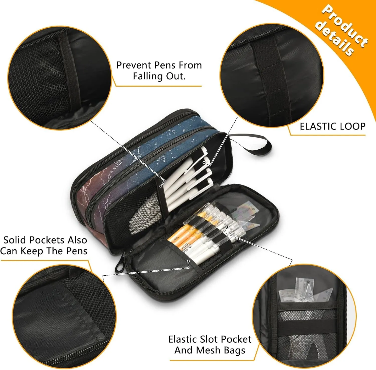 Large Capacity Pencil Case Pencil Pouch Office School Large Storage Pen Bag 3 Compartment pencil box for Adults School Teen Girl Boy Men Women (Basketball)