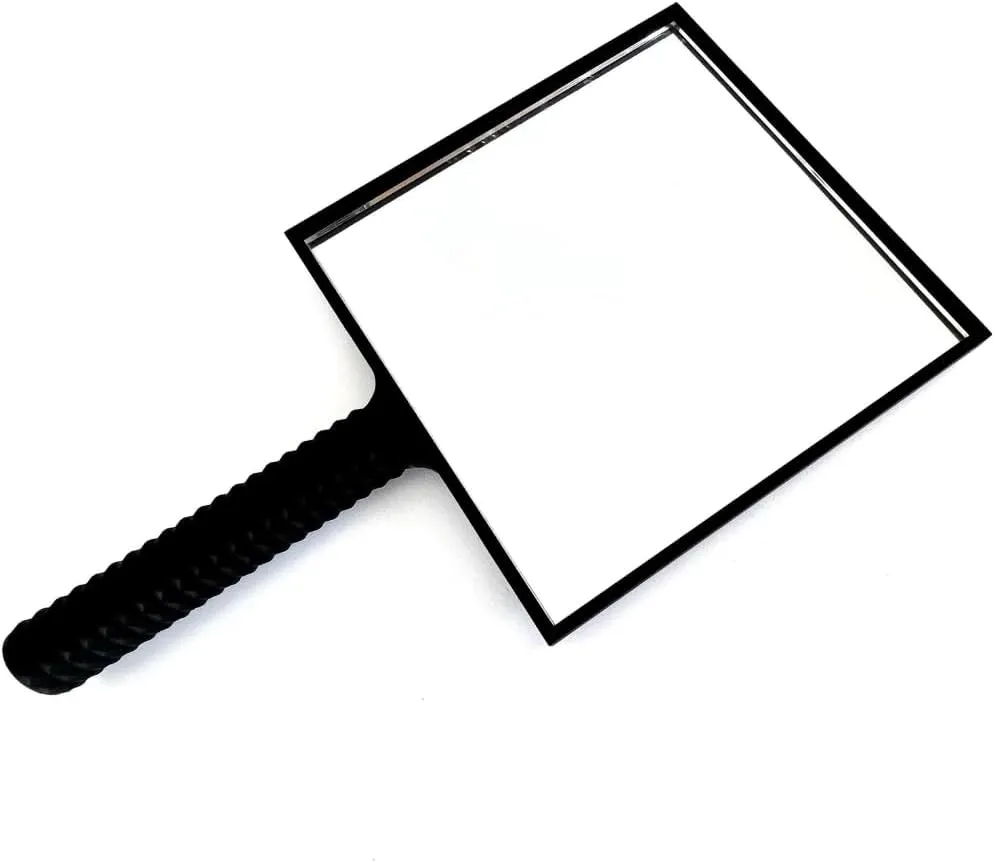 Laruce Handheld Mirror, Black Makeup Mirror with Ergonomic Wrapped Handle, 5.75" W x 11" L