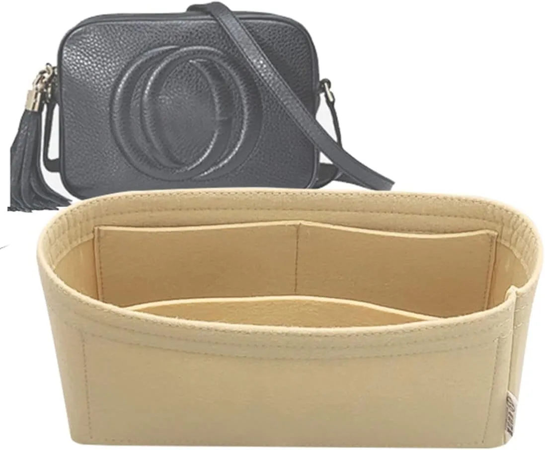 Lckaey Felt Purse Organizer For Disco Square Fringe Camera Bag Organize Organizer Liner Bag2027Khaki 19 * 6 * 12cm