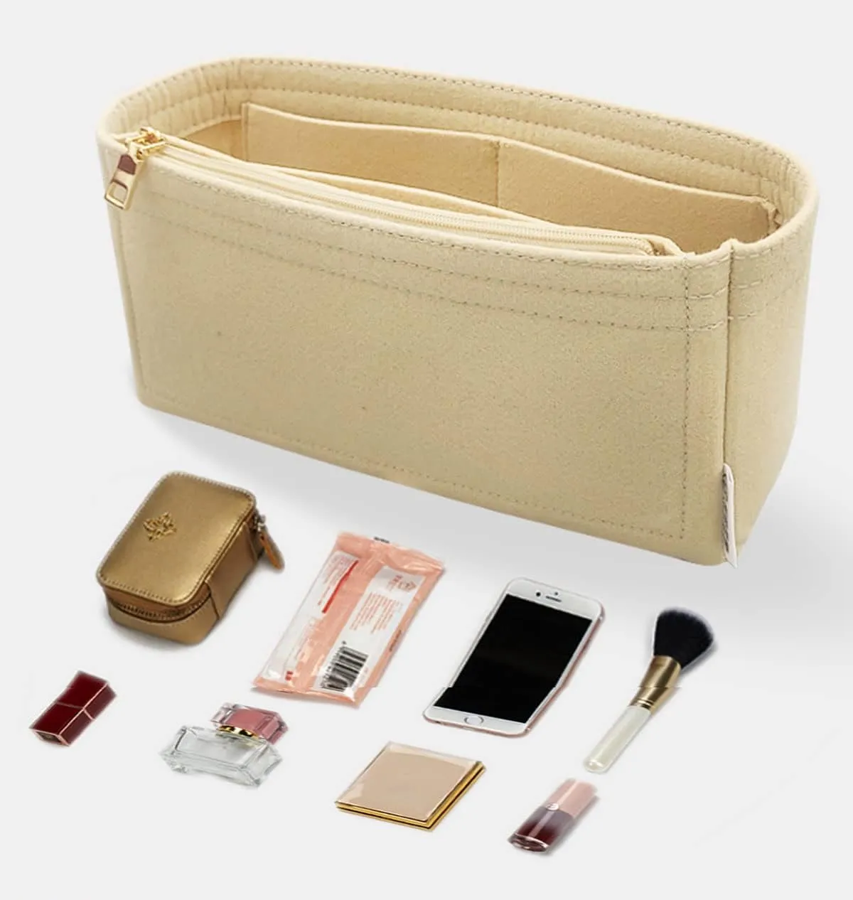 Lckaey Felt Purse Organizer For Disco Square Fringe Camera Bag Organize Organizer Liner Bag2027Khaki 19 * 6 * 12cm