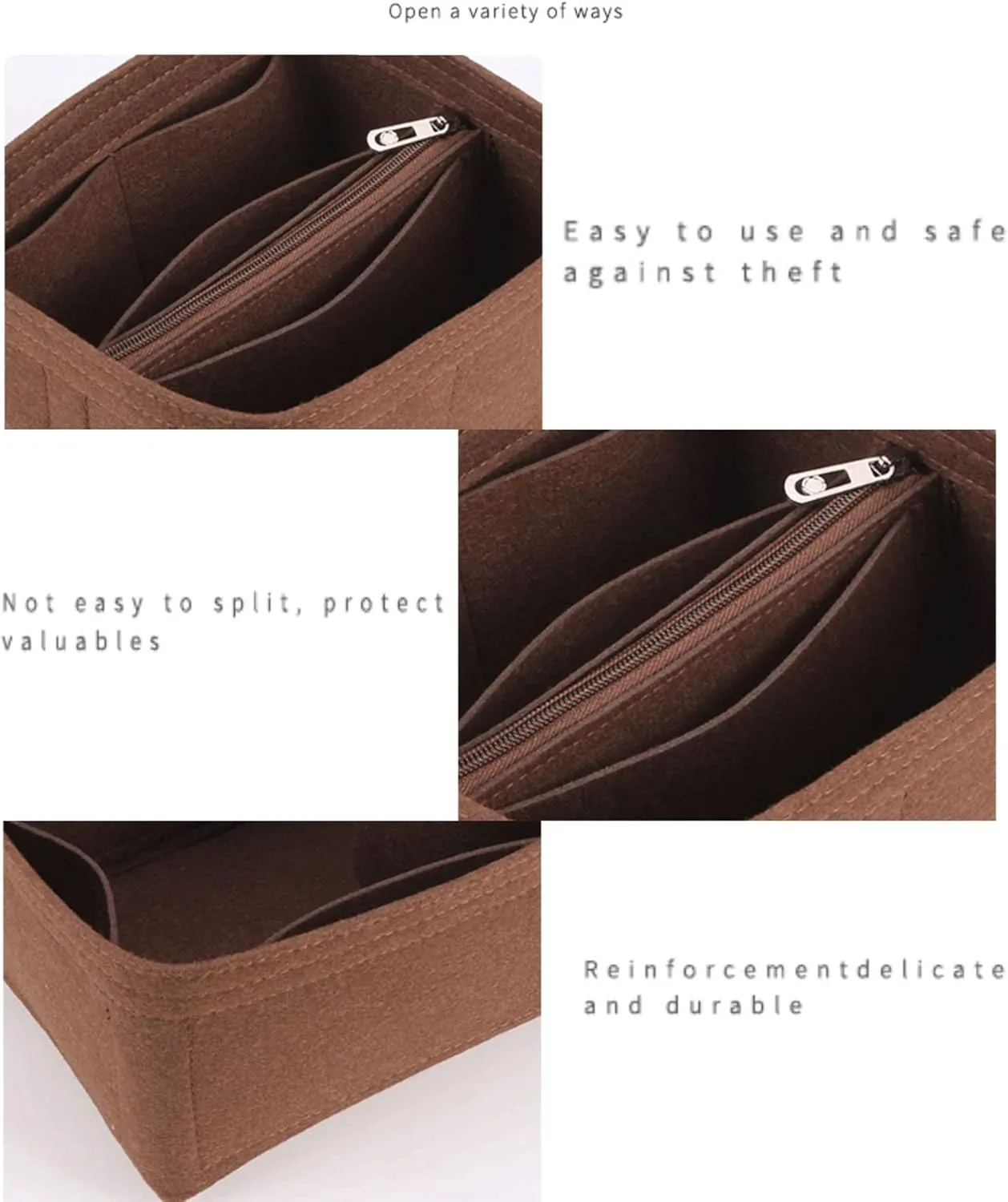 Lckaey Purse Organizer for BB Bucket Bag, Petit NOE NM Storage Bag, Small Zipper Insert, Khaki