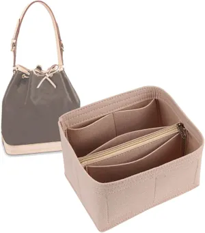 Lckaey Purse Organizer for BB Bucket Bag, Petit NOE NM Storage Bag, Small Zipper Insert, Khaki