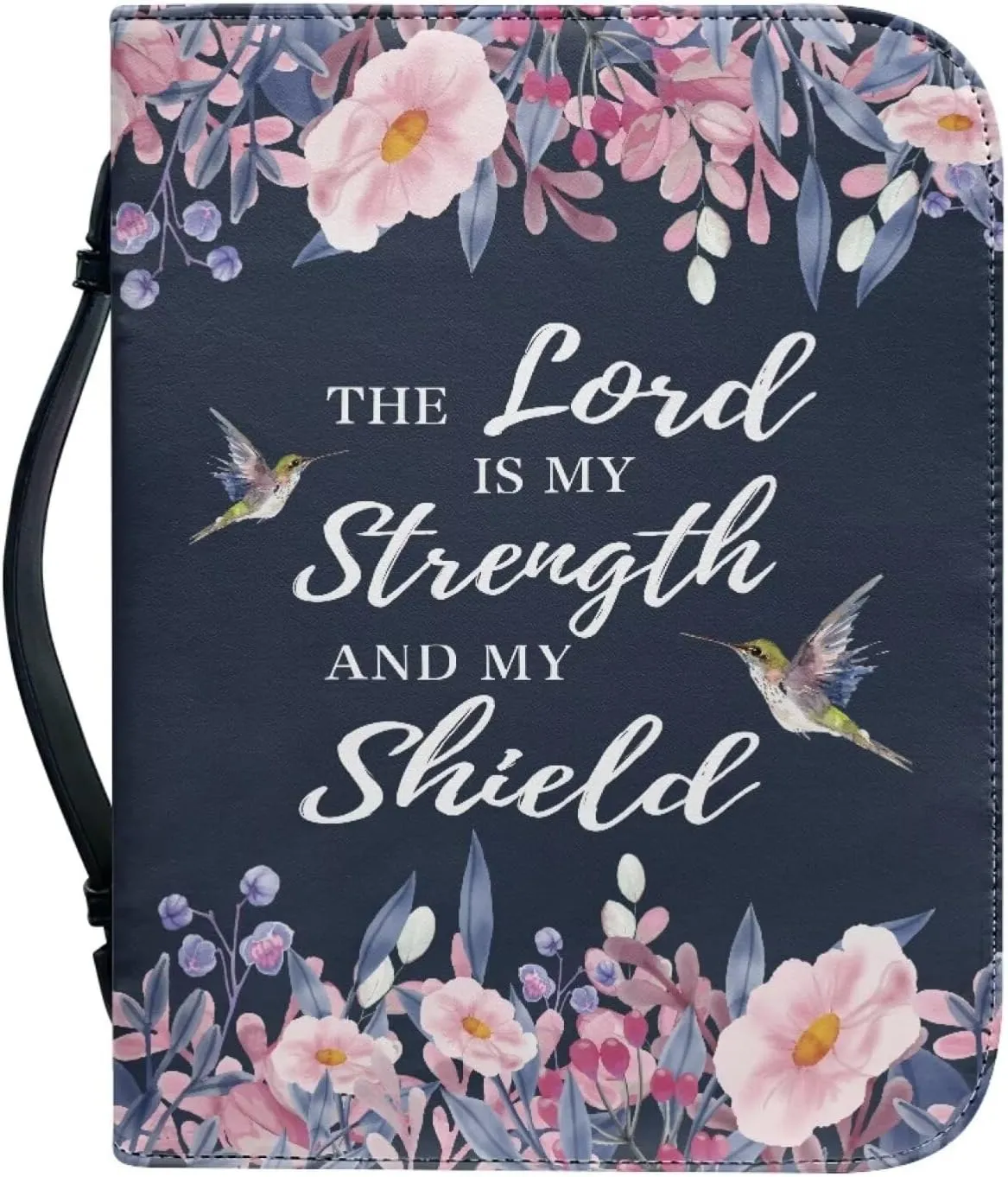 Leather Bible Cover Case/Book Cover, Bible Case for Women Girls, Bible Cover Bags Floral Pattern with Handle Fits for Standard Size Bible, Sunflower Text,L