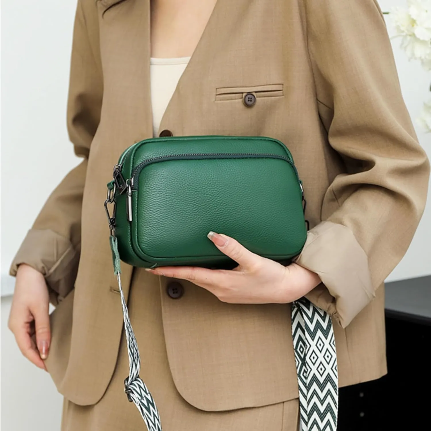 Leather Crossbody Bag for Women, Purse Shoulder Bag with Adjustable Strap, Small Shoulder Purse Handbag for Women