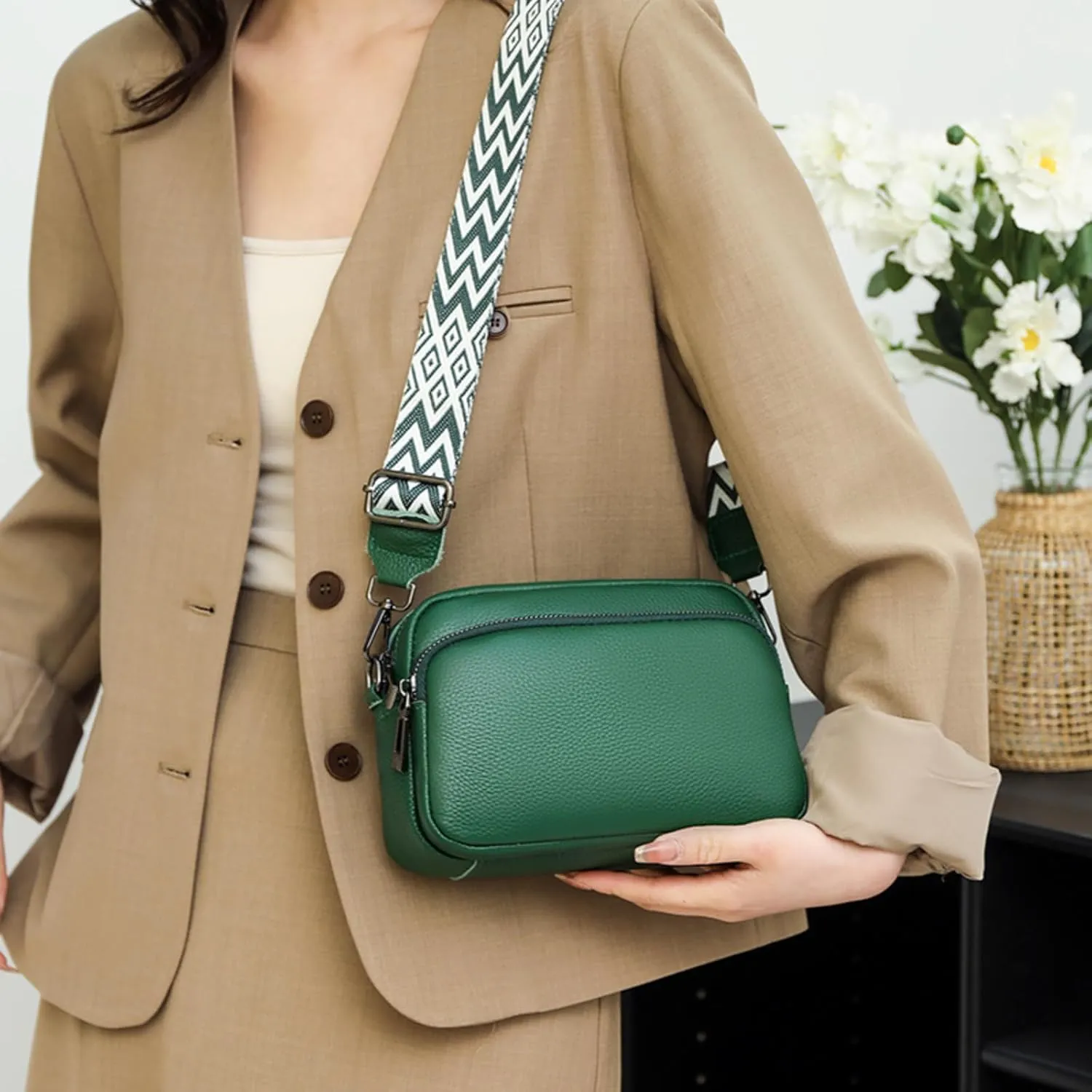 Leather Crossbody Bag for Women, Purse Shoulder Bag with Adjustable Strap, Small Shoulder Purse Handbag for Women