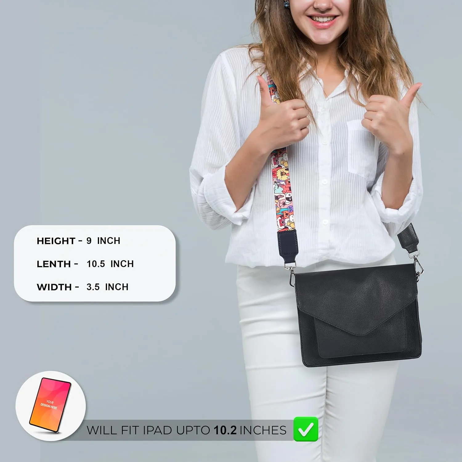Leather Flapover Crossbody Handbag Purse for Women with Adjustable Strap & Overflap Snap Closure Tote/Bag