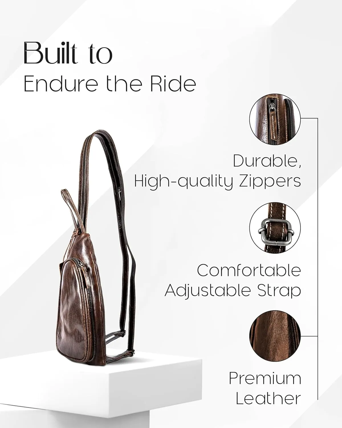 Leather Sling Bag for Men Cross Chest Shoulder Bag with Anti-Theft Hidden Air Tag Holder Crossbody Sling Bag