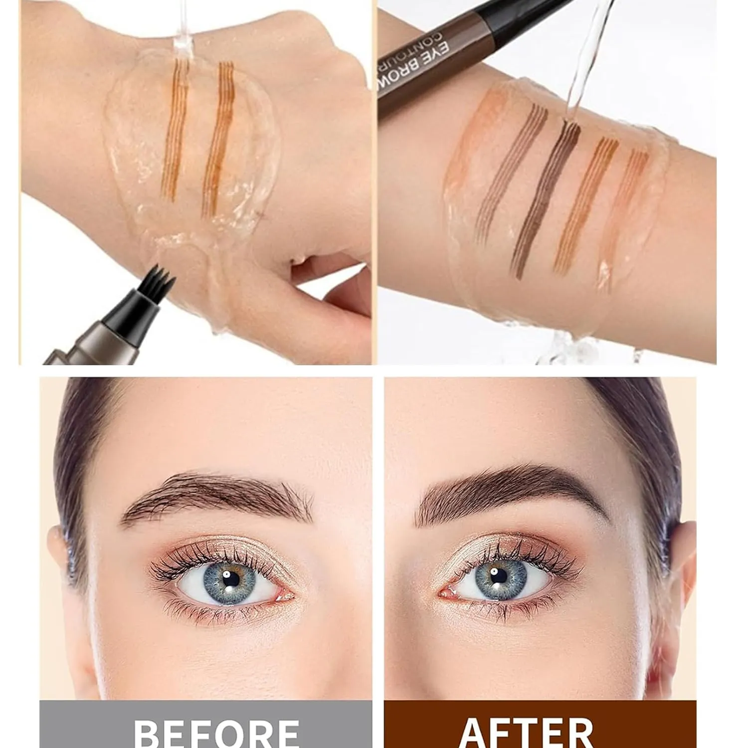 Lightsbetter Waterproof Brow Pen, Lightbetter Eyebrow Pen, Microblading Eyebrow Pencil Lightsbetter, Natural Eyebrow Pen Lightsbetter, Microblading Eyebrow Pen 4 Fork Tip Tattoo Pencil (Black)