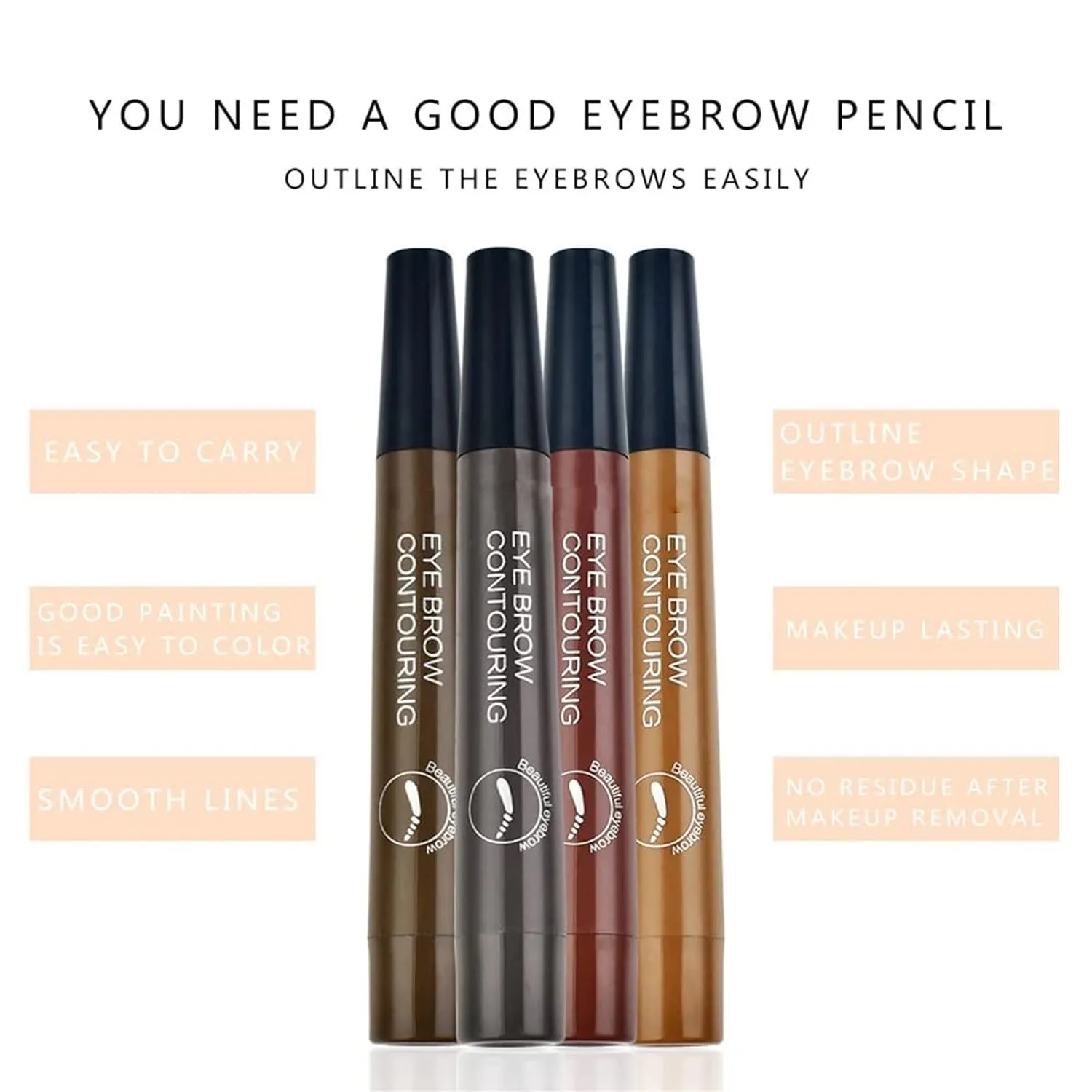 Lightsbetter Waterproof Brow Pen, Lightbetter Eyebrow Pen, Microblading Eyebrow Pencil Lightsbetter, Natural Eyebrow Pen Lightsbetter, Microblading Eyebrow Pen 4 Fork Tip Tattoo Pencil (Black)