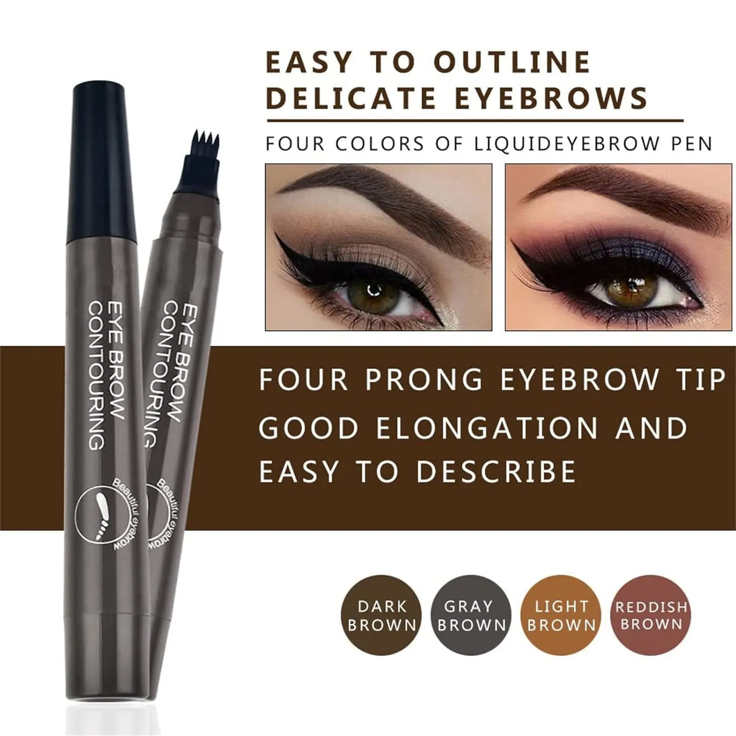 Lightsbetter Waterproof Brow Pen, Lightbetter Eyebrow Pen, Microblading Eyebrow Pencil Lightsbetter, Natural Eyebrow Pen Lightsbetter, Microblading Eyebrow Pen 4 Fork Tip Tattoo Pencil (Black)