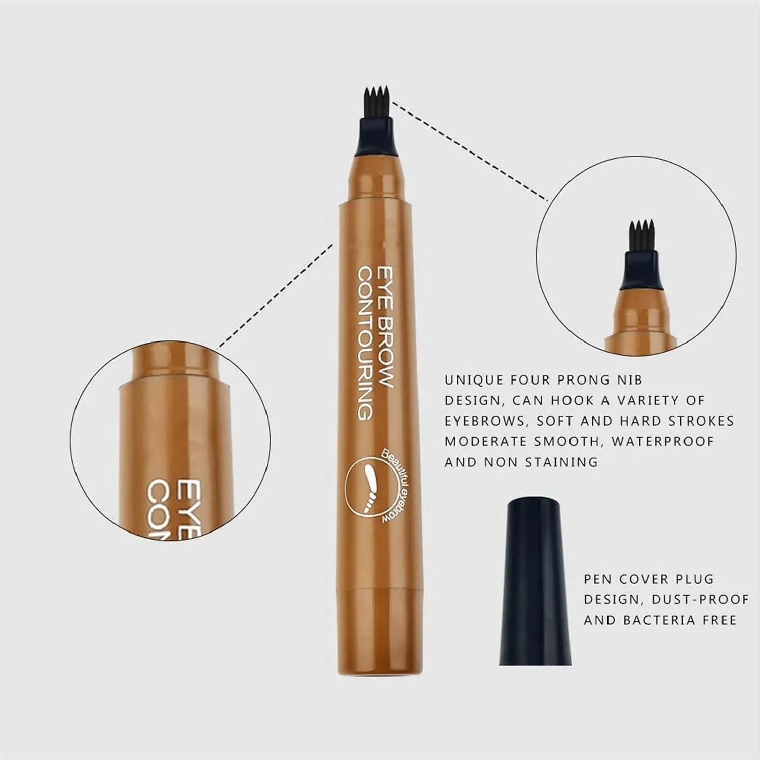Lightsbetter Waterproof Brow Pen, Lightbetter Eyebrow Pen, Microblading Eyebrow Pencil Lightsbetter, Natural Eyebrow Pen Lightsbetter, Microblading Eyebrow Pen 4 Fork Tip Tattoo Pencil (Black)