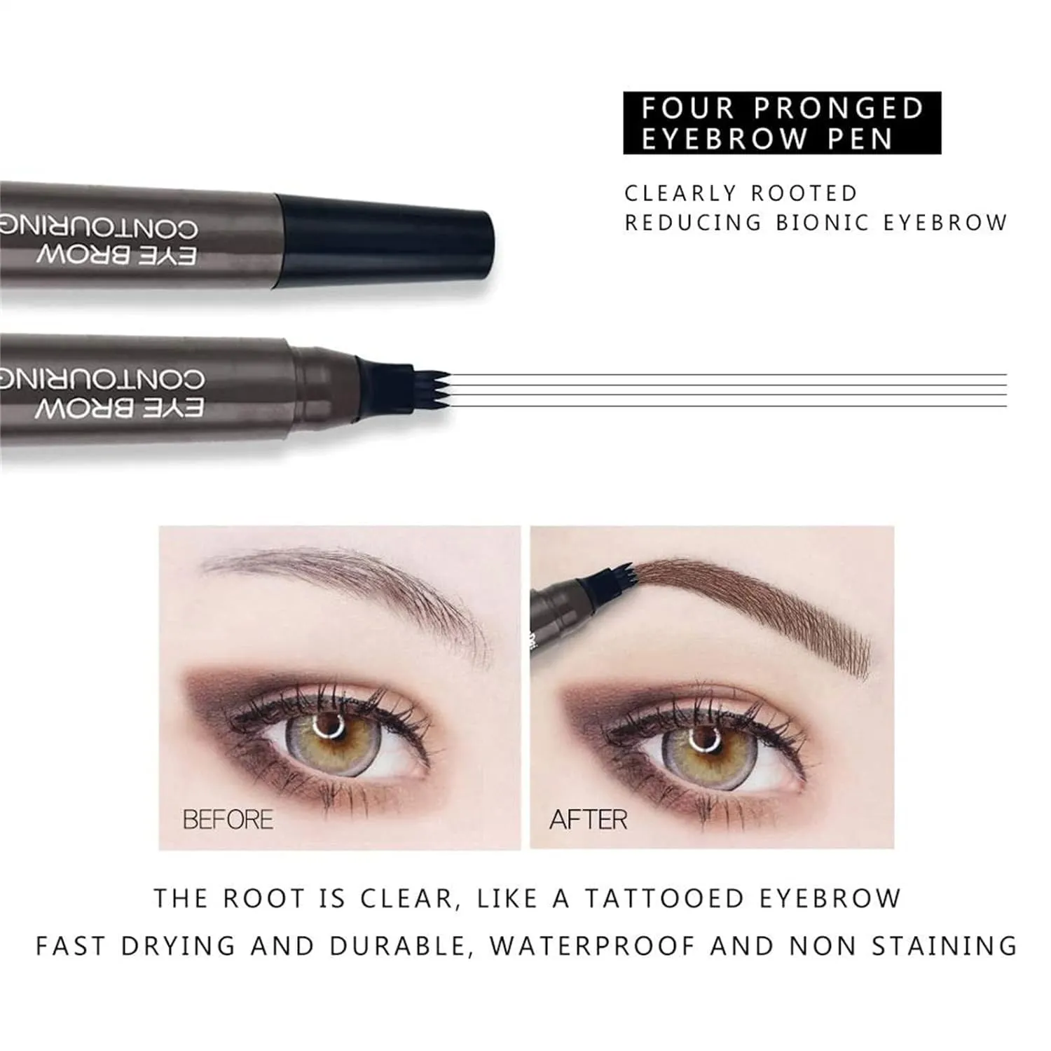 Lightsbetter Waterproof Brow Pen, Lightbetter Eyebrow Pen, Microblading Eyebrow Pencil Lightsbetter, Natural Eyebrow Pen Lightsbetter, Microblading Eyebrow Pen 4 Fork Tip Tattoo Pencil (Black)