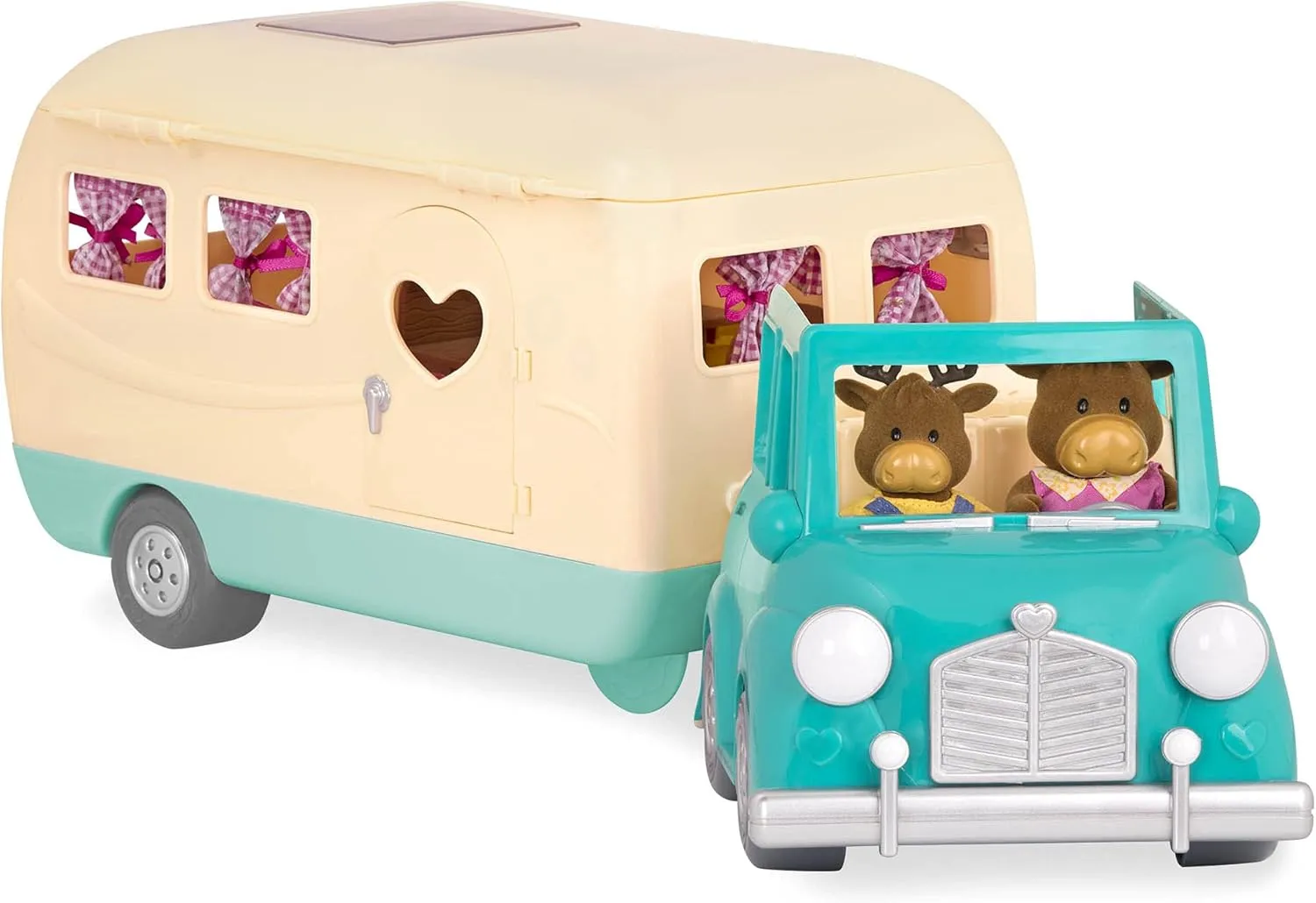 Li’l Woodzeez – Happy Camper Blue with Detachable Toy Vehicle – 40 Pcs Dollhouse Playset Including Furnitures, Play Food & Kitchen Accessories for Kids Age 3  – Doll Figures Sold Seperately
