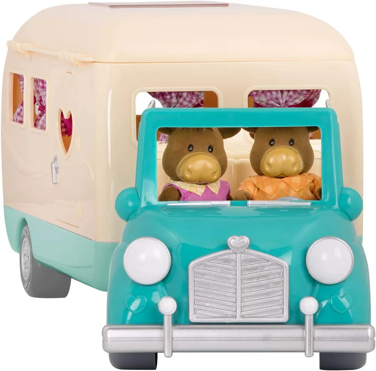 Li’l Woodzeez – Happy Camper Blue with Detachable Toy Vehicle – 40 Pcs Dollhouse Playset Including Furnitures, Play Food & Kitchen Accessories for Kids Age 3  – Doll Figures Sold Seperately
