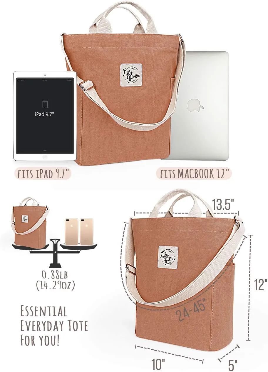 Lily queen Women Canvas Tote Handbags Casual Shoulder Work Bag Crossbody