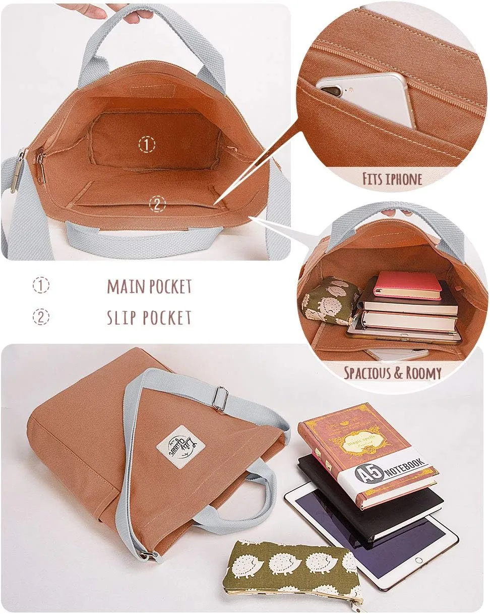 Lily queen Women Canvas Tote Handbags Casual Shoulder Work Bag Crossbody