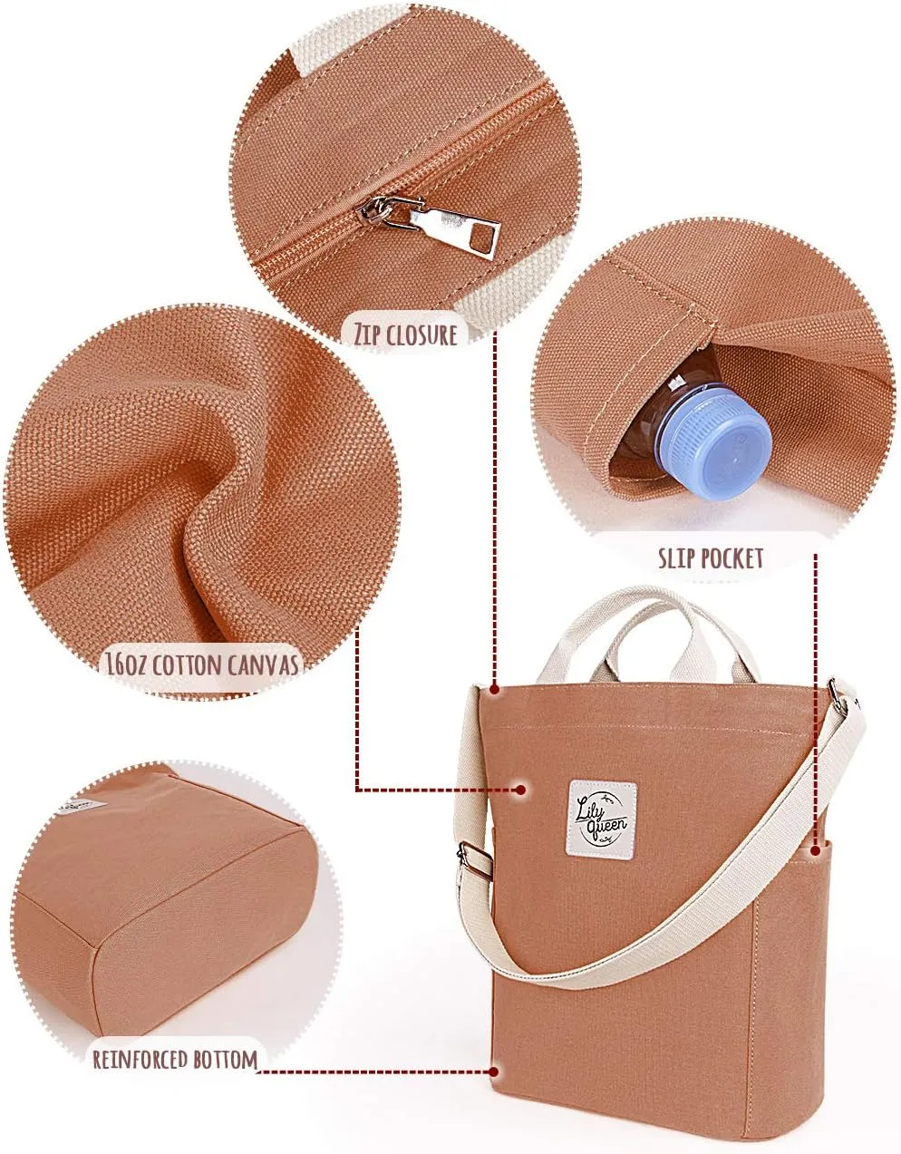 Lily queen Women Canvas Tote Handbags Casual Shoulder Work Bag Crossbody