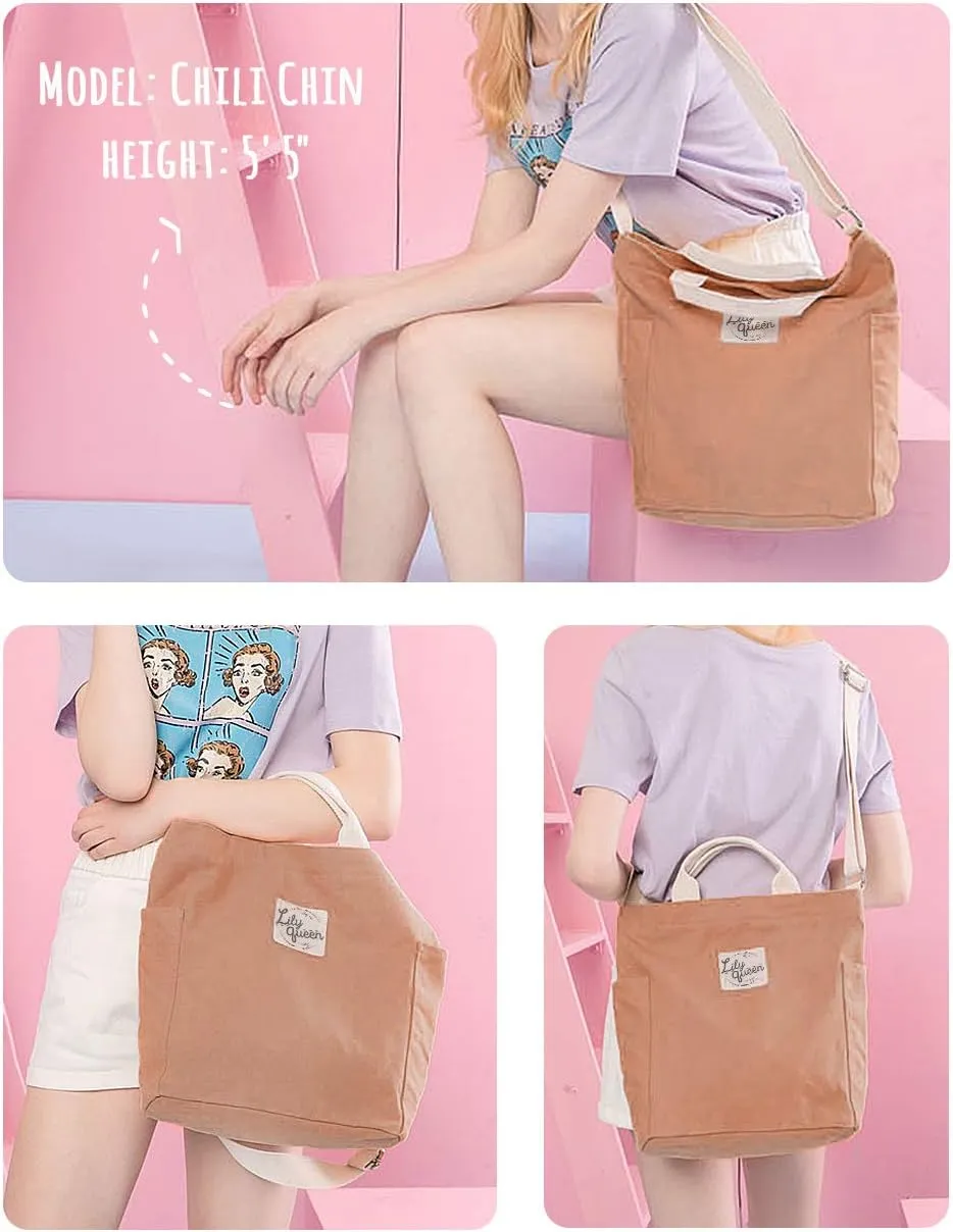 Lily queen Women Canvas Tote Handbags Casual Shoulder Work Bag Crossbody