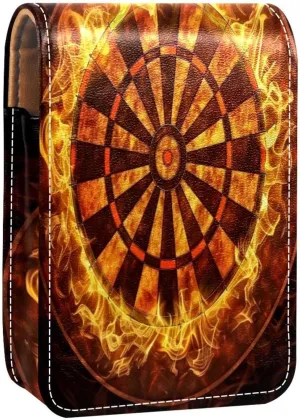 Lipstick Case Flaming Dart Board Prints Mini Lipstick Holder Organizer Bag With Mirror for Purse Travel Cosmetic Pouch