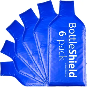 Liquid Spectrum 6 Pack Reusable Wine Protector Travel Bag by Bottle Shield - Bubble Cushioning Wrap Suit - Unbreakable Bottle Sleeve, Leak Proof - Wine Tote Bags Accessory for Suitcase Luggage