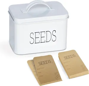 Lola Creates Seed Storage Organizer Box - Decorative Seed Organizer Tin with 2 Compartments - Farmhouse Box - Cute Container - Multipurpose Craft Art, Card, Photo Keeper Tins