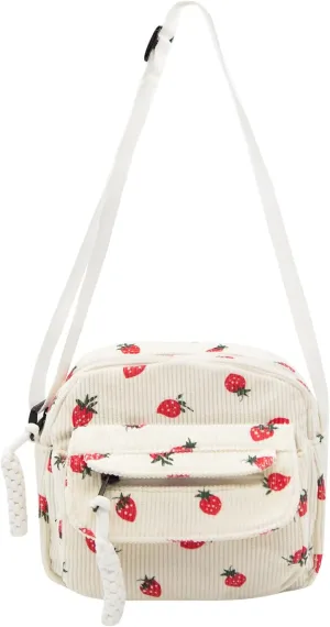 Long Keeper Corduroy Crossbody Bag for Women Cute Purse Strawberry Shoulder Bag Messenger Phone Cross body Bag Handbags Purse