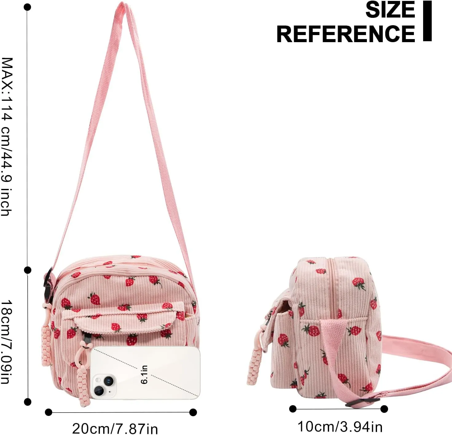 Long Keeper Corduroy Crossbody Bag for Women Cute Purse Strawberry Shoulder Bag Messenger Phone Cross body Bag Handbags Purse
