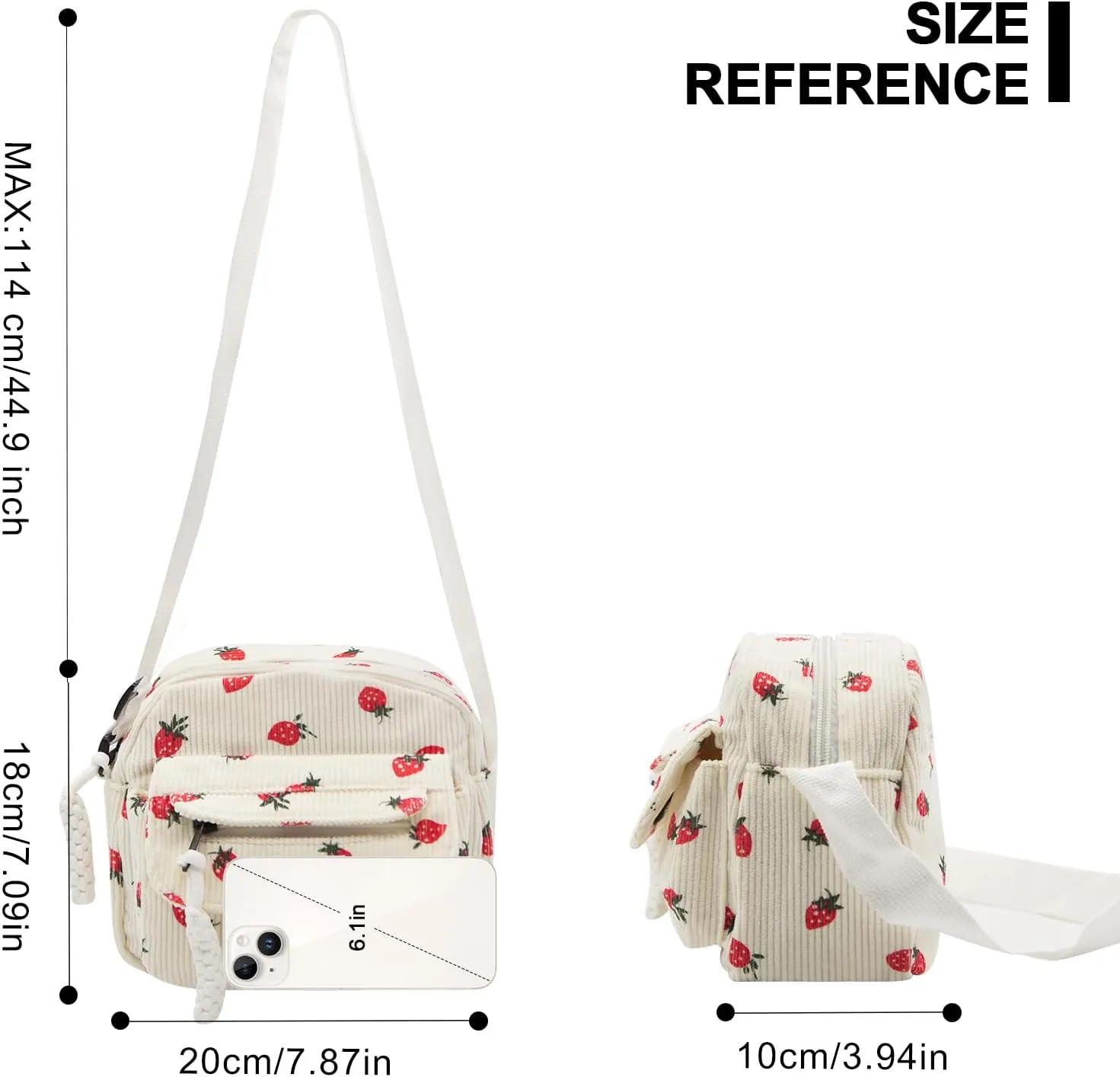 Long Keeper Corduroy Crossbody Bag for Women Cute Purse Strawberry Shoulder Bag Messenger Phone Cross body Bag Handbags Purse