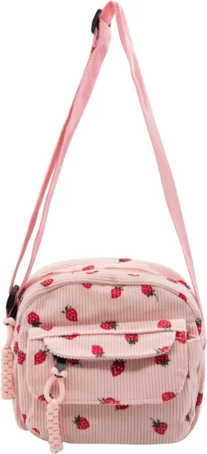 Long Keeper Corduroy Crossbody Bag for Women Cute Purse Strawberry Shoulder Bag Messenger Phone Cross body Bag Handbags Purse