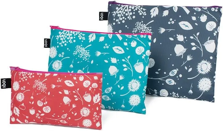 LOQI SEED Coral, Teal, Ash Zip Pockets