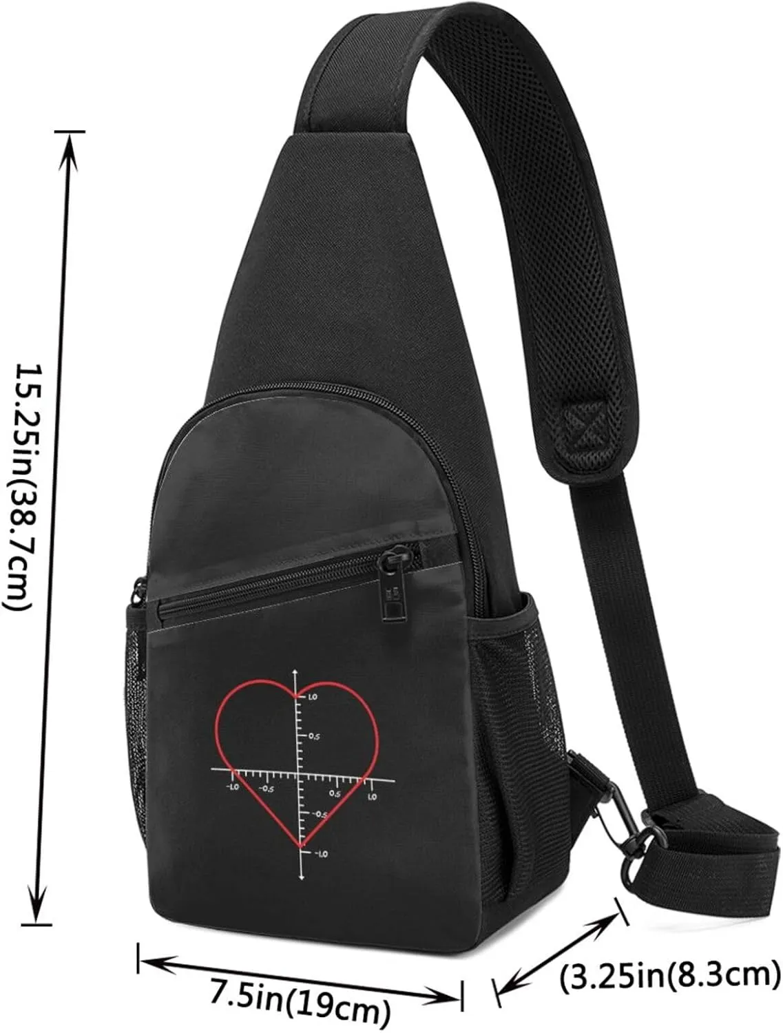 Love Heart Equation Mathematics Unisex Chest Bag Lightweight Crossbody Shoulder Bag Travel Pocket Black