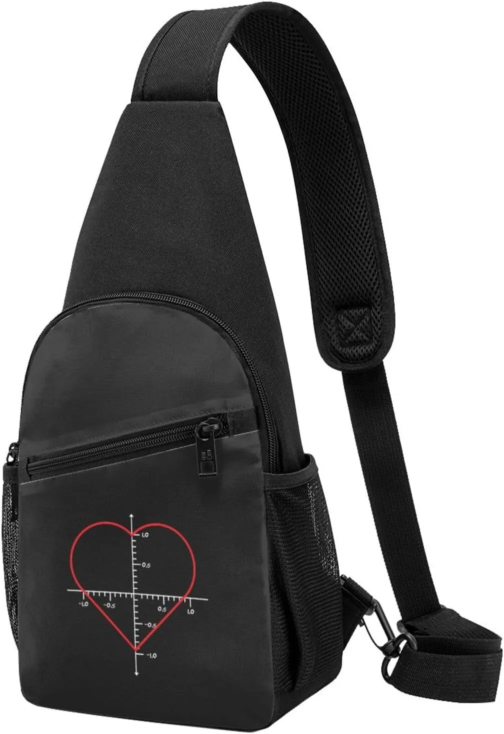 Love Heart Equation Mathematics Unisex Chest Bag Lightweight Crossbody Shoulder Bag Travel Pocket Black
