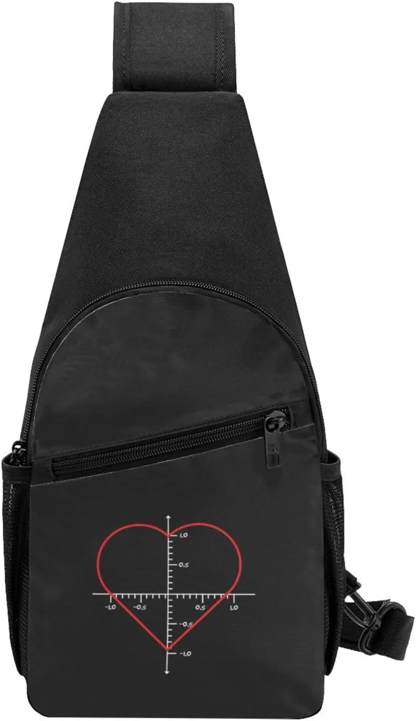 Love Heart Equation Mathematics Unisex Chest Bag Lightweight Crossbody Shoulder Bag Travel Pocket Black