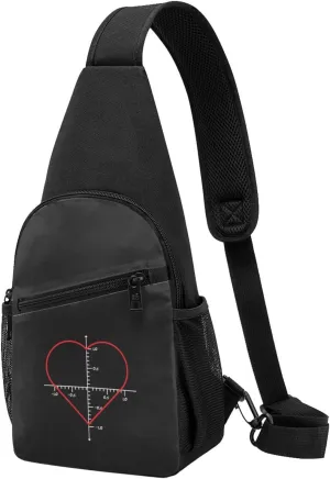 Love Heart Equation Mathematics Unisex Chest Bag Lightweight Crossbody Shoulder Bag Travel Pocket Black